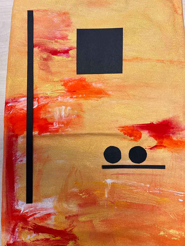 Kleurrijk ontwerp van Vincent Welten met textielverf op katoen voor een design T-shir